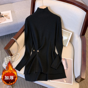 KM30528#秋冬季大码女装减龄买针织加厚打底衫