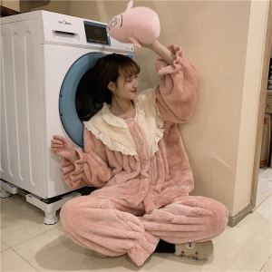 RM24652#韩版公主袖加厚甜美家居服套装睡衣