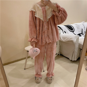 RM24652#韩版公主袖加厚甜美家居服套装睡衣