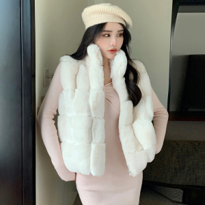 Live shot of the versatile temperament celebrity Rex rabbit fur vest women's short version of the new Korean version loo