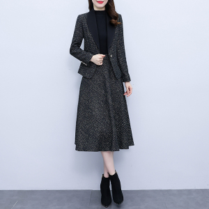 PS64382# 秋冬高端时尚半身裙+西装外套两件套 服装批发女装服饰货源