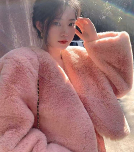Korean imitation fur environmental protection plush coat temperament top thickened 2022 autumn and winter high-grade sho