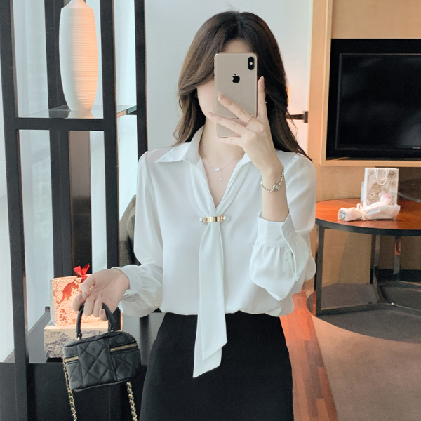KM26651#新款时尚气质韩版小众设计感丝滑垂感长袖衬衣女