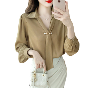 KM26651#新款时尚气质韩版小众设计感丝滑垂感长袖衬衣女