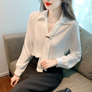PS66706# 秋新款时尚气质韩版小众设计感丝滑垂感长袖衬衣女 服装批发女装服饰货源
