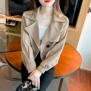 PS64248# 新款韩版小个子气质高级设计感双排扣短款风衣女上衣 服装批发女装服饰货源