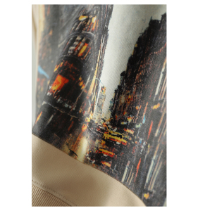 PS65855# 城市夜景插画圆领纯棉毛圈料套头卫衣 服装批发女装服饰货源