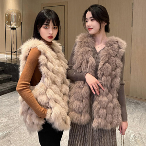 2022 winter new Korean style temperament fox hair small fur young waistcoat women's medium long vest waistcoat