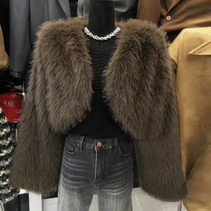 Korean imitation fur environmental wool coat for women 2022 autumn new fashionable fried street casual short plush top