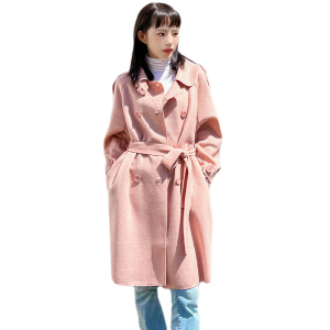 KM29792#韩版长款呢子外套双面羊绒高品质气质时尚保暖舒适经典款