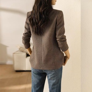 RM1946#咖啡色小西装外套 新款韩版时尚宽松休闲修身收腰气质上衣