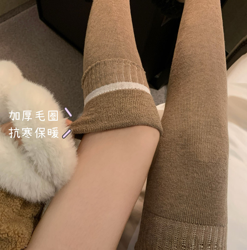 Real shot of black stockings for women, autumn and winter over-the-knee socks, mid-calf socks, pressure slimming JK calf socks