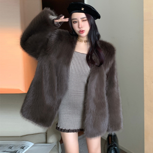 Real shot 2022 winter new loose medium long fox fur coat imitation fur female net red premium coat