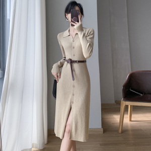 PS61251# 新款时尚复古风单排扣设计减龄高级气质针织开衫连衣裙 服装批发女装服饰货源