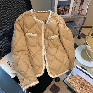 KM28652#小香风菱格棉服女冬季2022年新款时尚名媛气质高级感轻薄夹棉外套