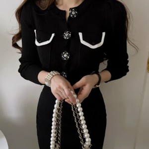 KM29866#韩版INS 针织两件套 高级感名媛小香风套装