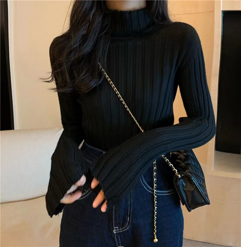  autumn and winter new products thick wide pit strip turtleneck sweater women's long-sleeved warm knitted top