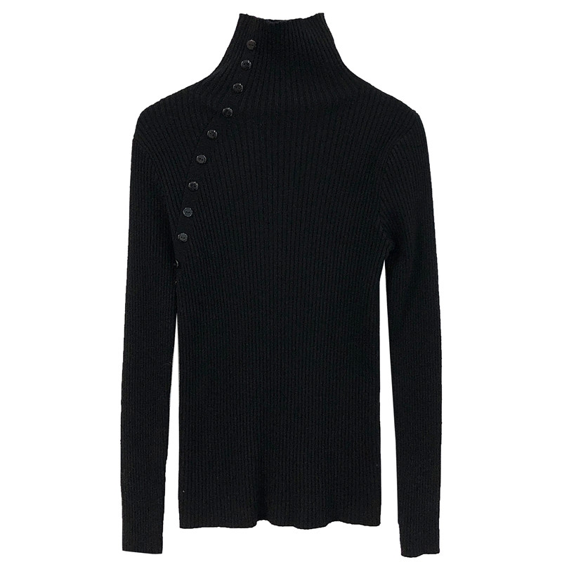 Autumn Slim Fit Solid Color Versatile Long Sleeve Half Turtleneck Pullover Knit Bottoming Top