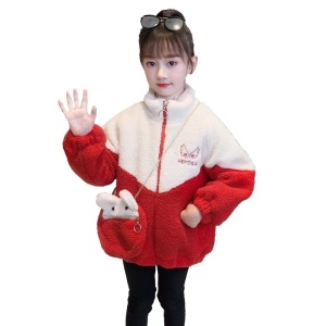 TR52038# 复合银狐绒 女童外套冬装新款洋气儿童网红羊羔绒加厚 童装批发儿童服饰