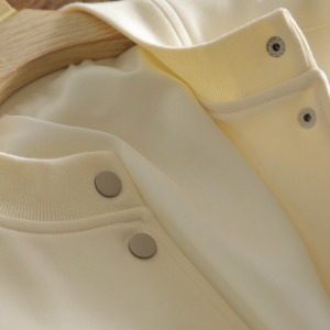 KM29111#韩国ins仿棉拉架复合贝贝绒工装风2022米白色棒球服夹克外套女秋