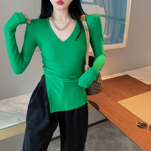 PS64470# 韩版时尚修身气质打底衫女不对称洋气显瘦长袖T恤 服装批发女装服饰货源