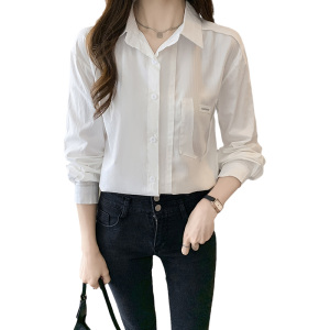 KM29657#衬衣设计感小众宽松休闲白色拼接衬衫女