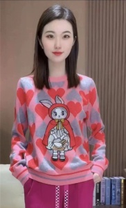 MY3961#韩版时尚重工针织上衣2022冬季小兔刺绣套头毛衣女