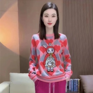 MY3961#韩版时尚重工针织上衣2022冬季小兔刺绣套头毛衣女
