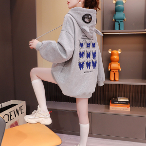 MY3901#华棉复合牛奶丝慵懒风卫衣女中长款设计感上衣