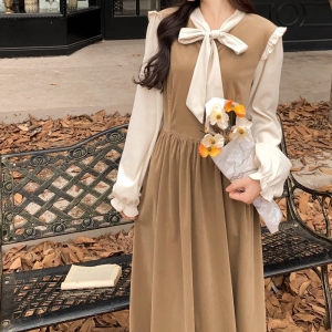 TR58520# 春季连衣裙女高级感气质名媛拼接长裙内搭配大衣法式打底裙子 服装批发女装批发服饰货源