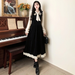 TR58520# 春季连衣裙女高级感气质名媛拼接长裙内搭配大衣法式打底裙子 服装批发女装批发服饰货源