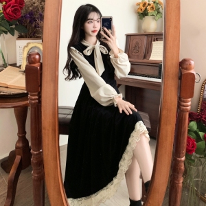 TR58520# 春季连衣裙女高级感气质名媛拼接长裙内搭配大衣法式打底裙子 服装批发女装批发服饰货源