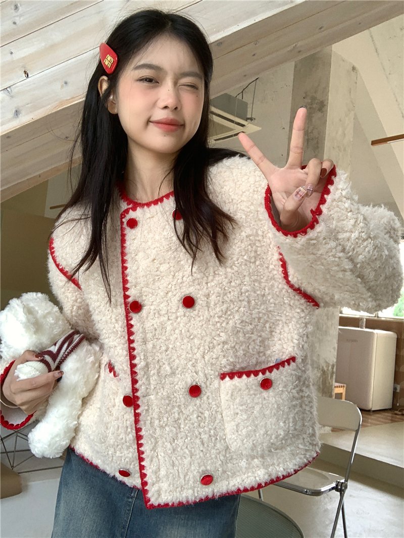 Real price real price winter all-match lamb fur one-piece jacket jacket