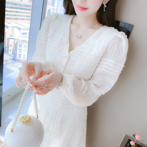 KM30898#春季新款小香风高级感雪纺高端连衣裙