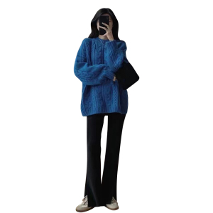 KM30929#蓝色针织毛衣女冬季加厚2022年新款高级感超好看上衣