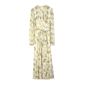 RM845#新款连衣裙雪纺长袖碎花气质款裙子收腰显瘦沙滩裙