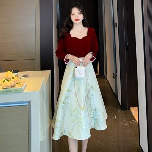 RM19417#连衣裙2023秋季新款法式赫本风小晚礼服裙敬酒服女