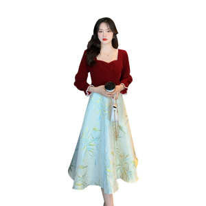 RM19417#连衣裙2023秋季新款法式赫本风小晚礼服裙敬酒服女