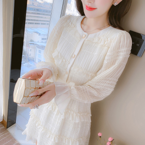 KM31065#春装小香风连衣裙女高级感雪纺显瘦裙子