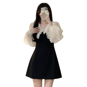 KM31022#长袖连衣裙高级感法式绝美小裙子收腰气质女神范