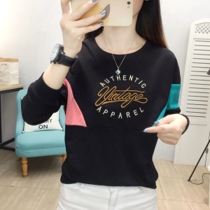 RM5630#新款韩版2023春季长袖女装蝙蝠袖卫衣时尚拼接大码上衣潮T恤