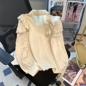 TR10992# 图~新款复古甜美重工刺绣娃娃领长袖雪纺衬衫女法式洋气 服装批发女装服饰货源