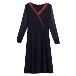 RM20856#大码新款连衣裙女春秋季长袖法式高端洋气中长款中年妈妈裙子