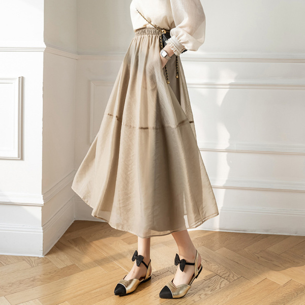 RM543#新款设计感高级显瘦拼接a字纱质中长款蓬蓬半身裙