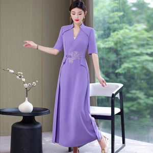 RM9161#中国风夏季连衣裙女2023新款中式复古刺绣裙子收腰显瘦气质长裙