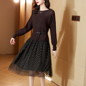 RM588#新款春季洋气女装针织连衣裙女气质裙子毛衣裙中长款显瘦