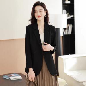 RM3029#黑色西装外套 新款chic休闲后背开叉设计百搭韩版西服女