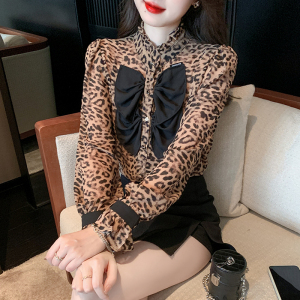 TR45186# 新款韩版设计感蝴蝶结雪纺衫衬衣泡泡袖小衫女 服装批发女装批发服饰货源