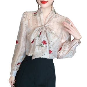 RM21556#新款重工刺绣气质灯笼袖衬衫超仙小衫女