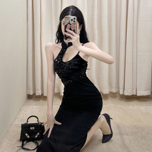 Slim slim sequin dress annual meeting cheongsam dress